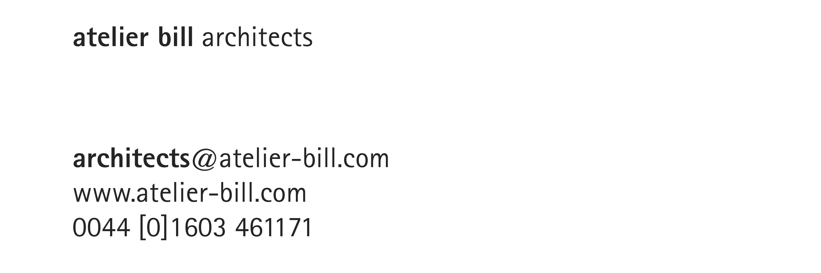 atelier bill architects 32 prince of wales road norwich nr1 1lg. www.atelier-bill.com architects@atelier-bill.com tel. +44 [0]1603 461 171